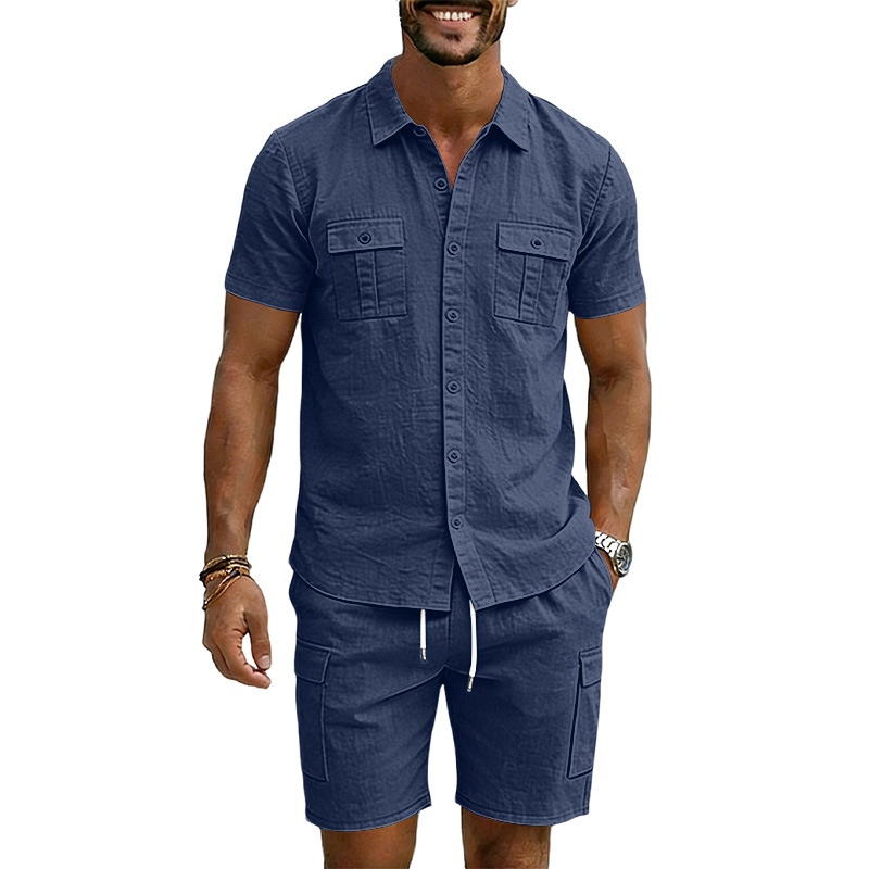 Men's Blend Short Sleeve Shirt & Cargo Shorts Set