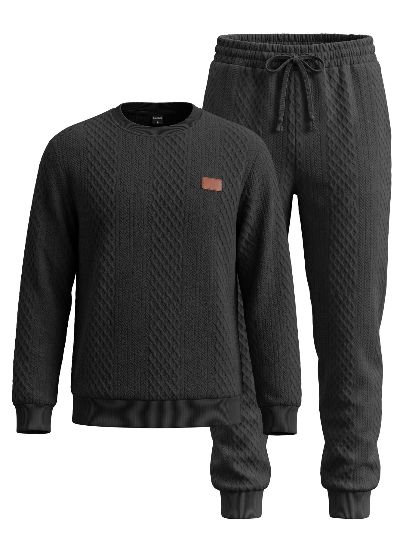 Men's Textured Crewneck Sweatshirt and Jogger Set