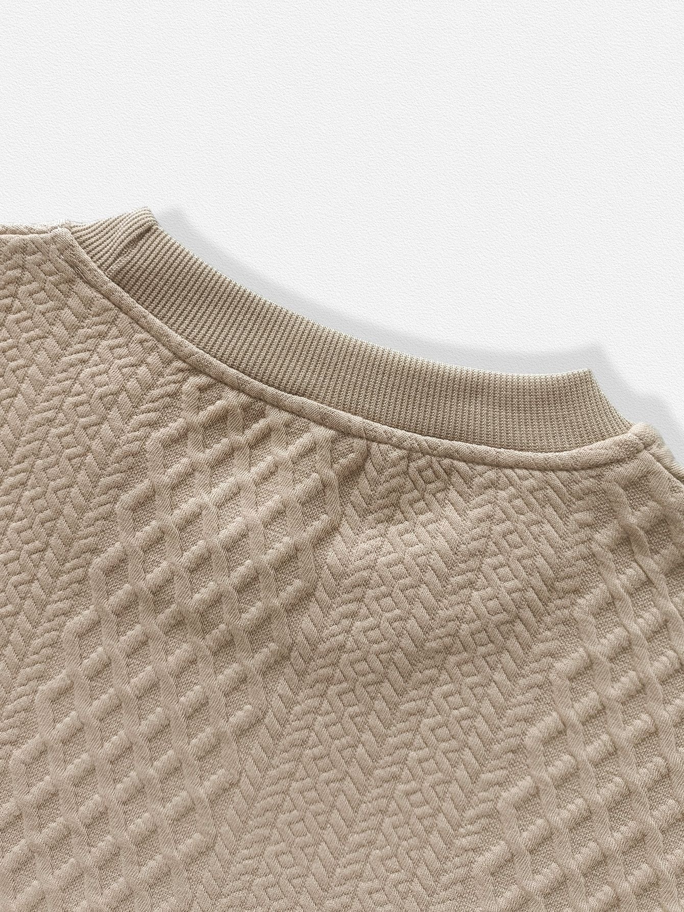 Men's Textured Crewneck Sweatshirt and Jogger Set