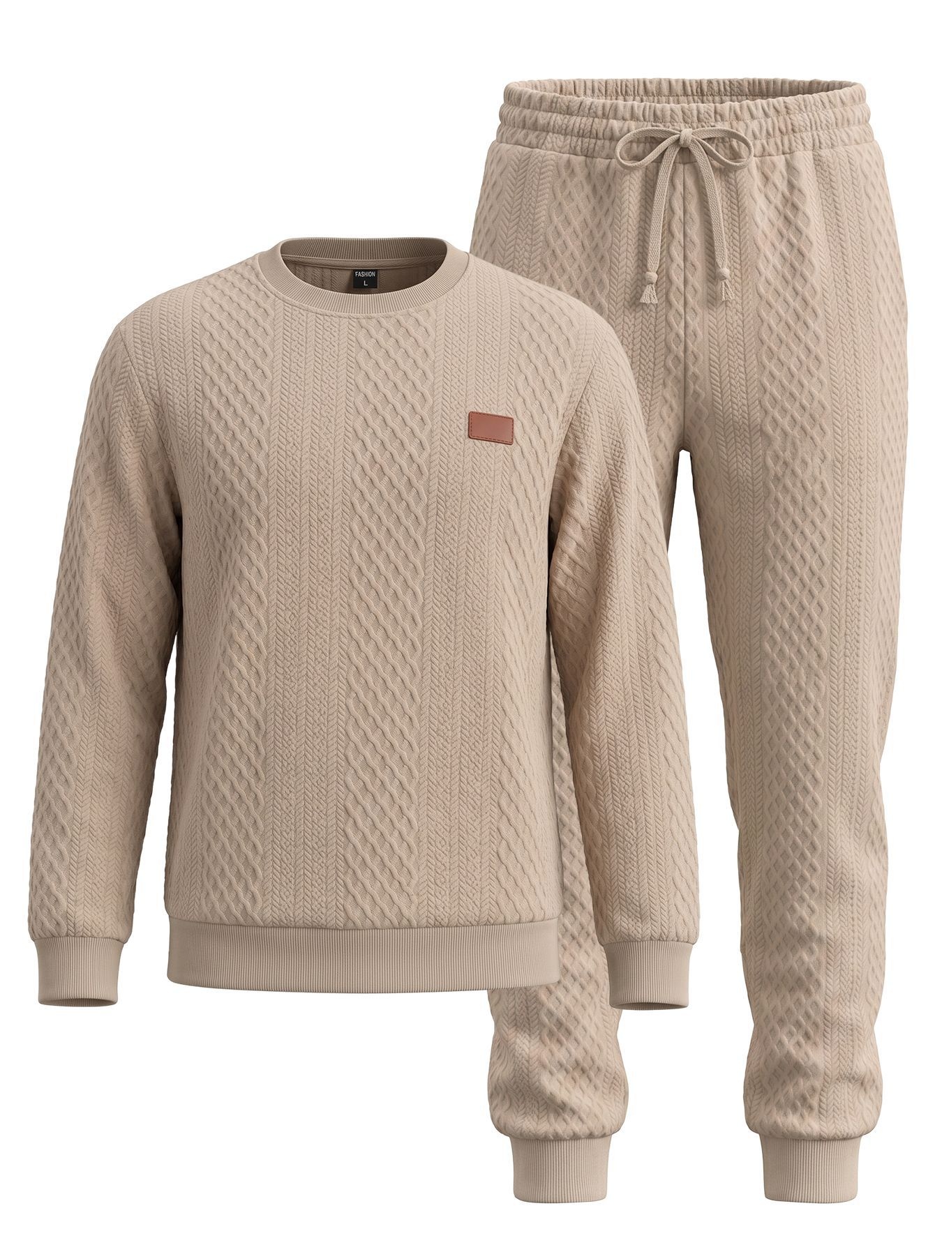 Men's Textured Crewneck Sweatshirt and Jogger Set