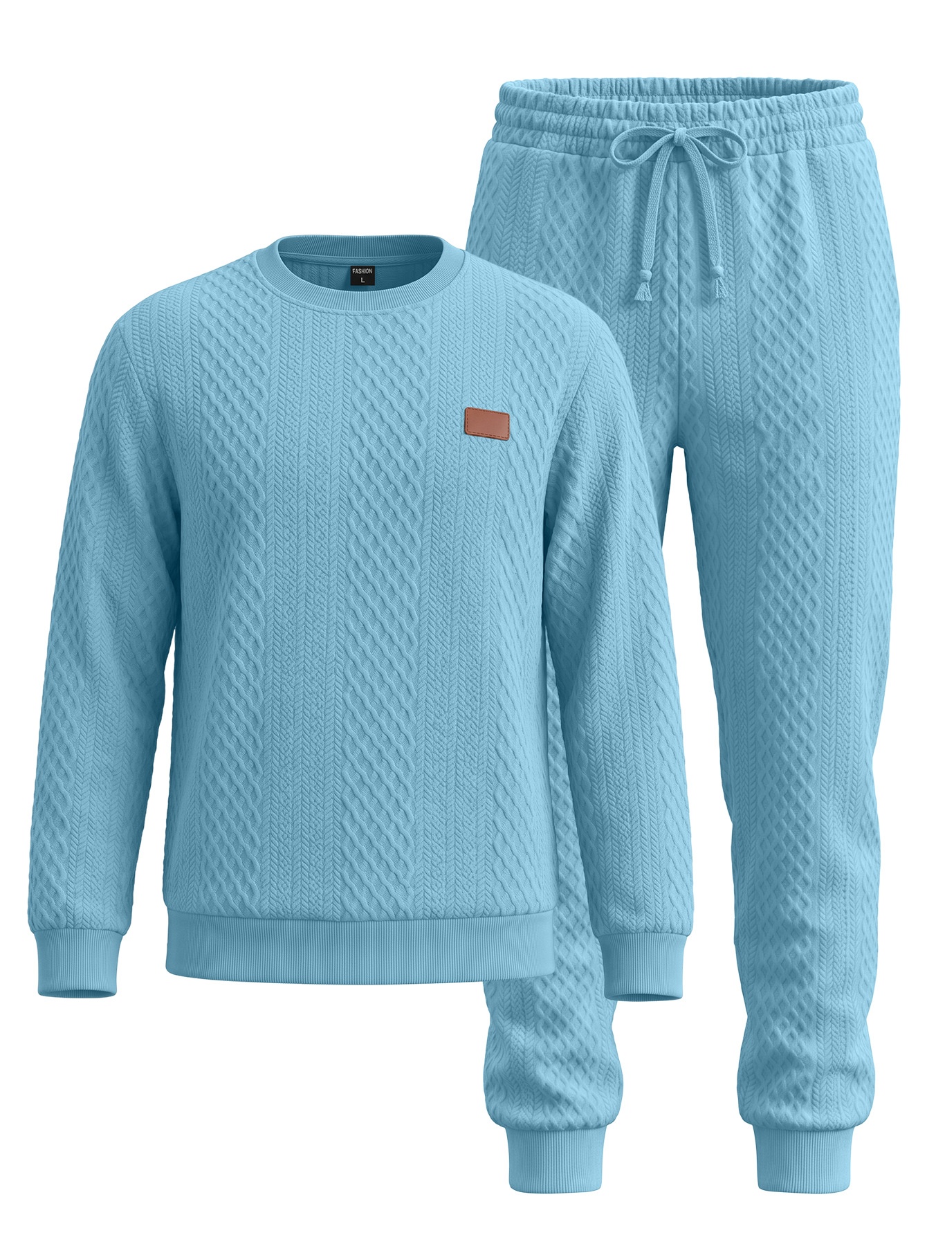 Men's Textured Crewneck Sweatshirt and Jogger Set