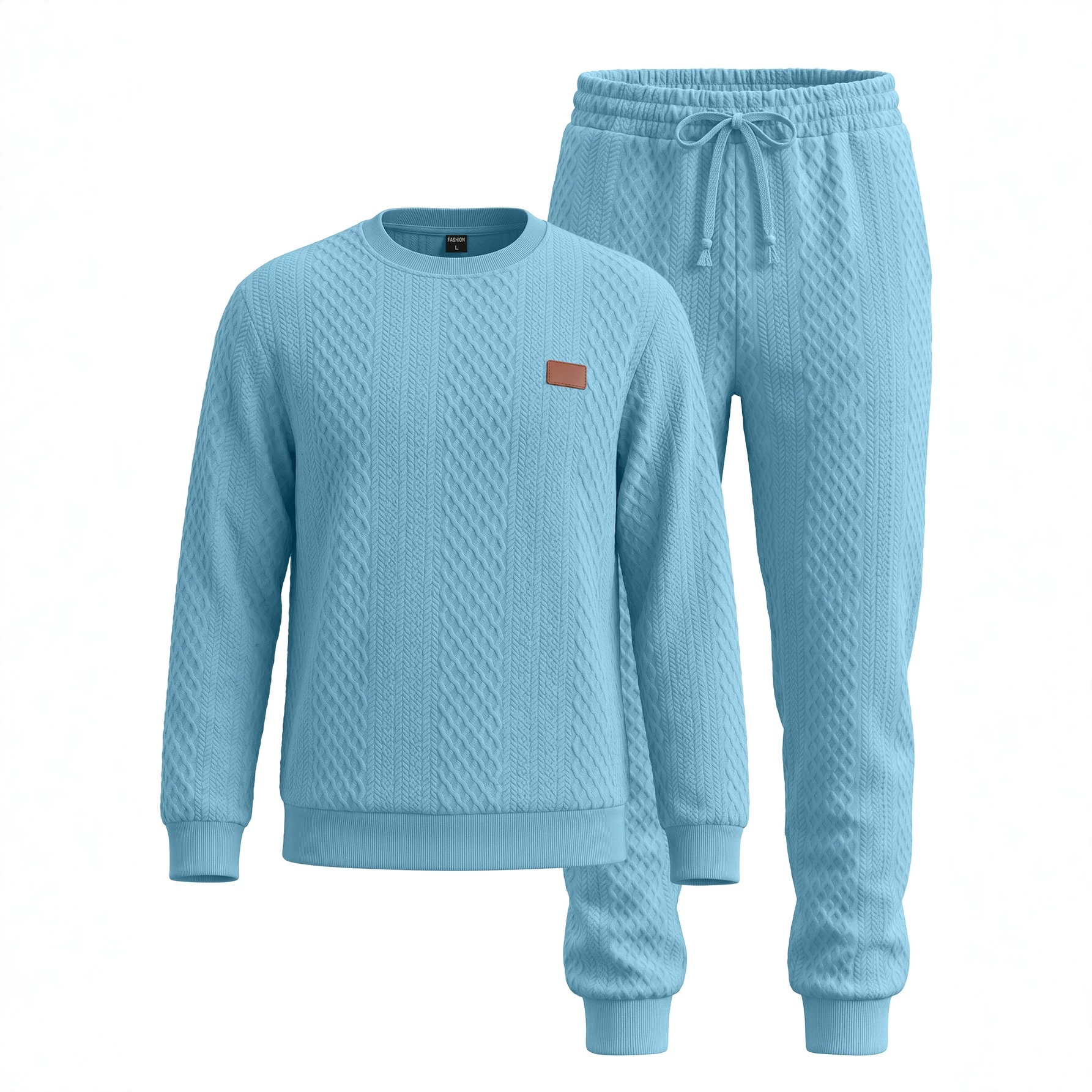 Men's Textured Crewneck Sweatshirt and Jogger Set