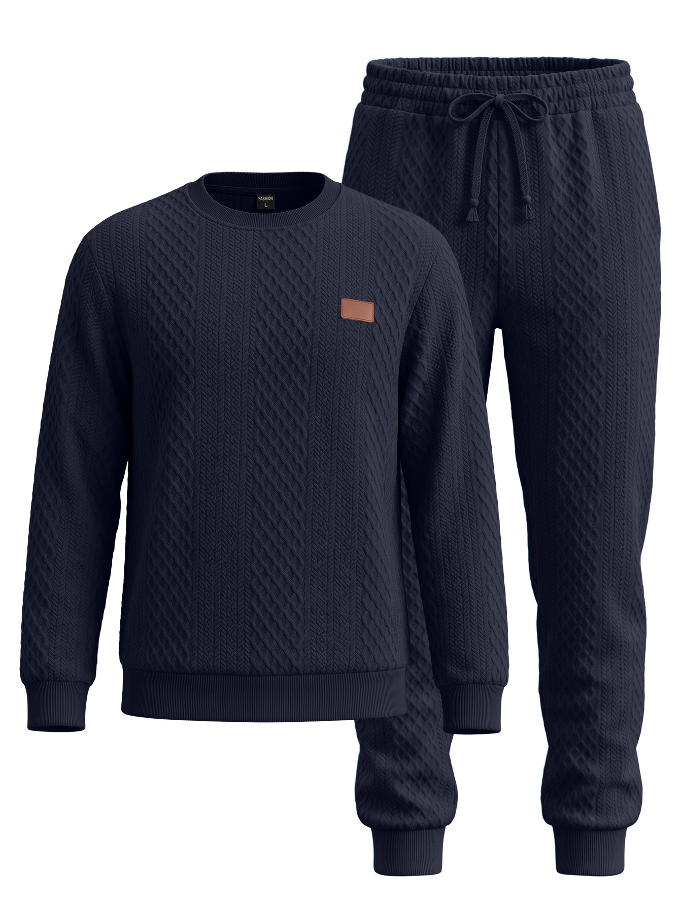 Men's Textured Crewneck Sweatshirt and Jogger Set