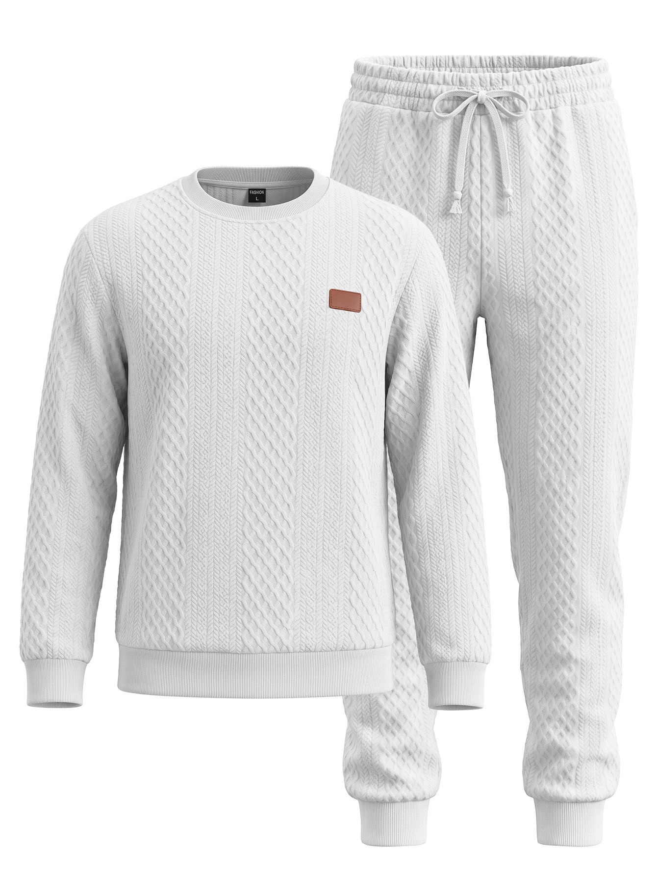 Men's Textured Crewneck Sweatshirt and Jogger Set