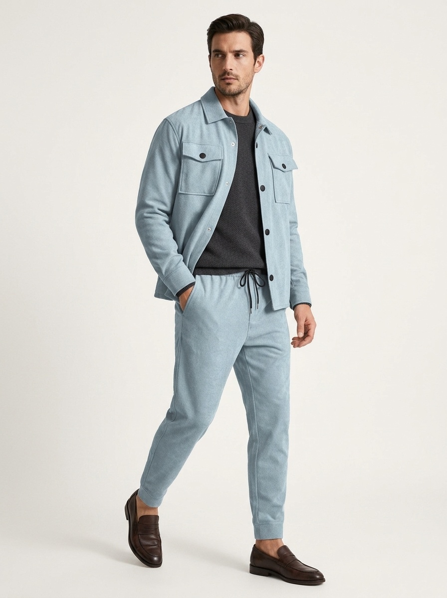 Men's Button-Down Shirt and Jogger Pants Outfit Set