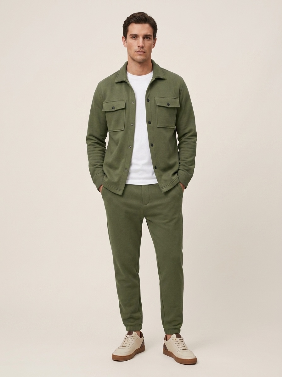 Men's Button-Down Shirt and Jogger Pants Outfit Set
