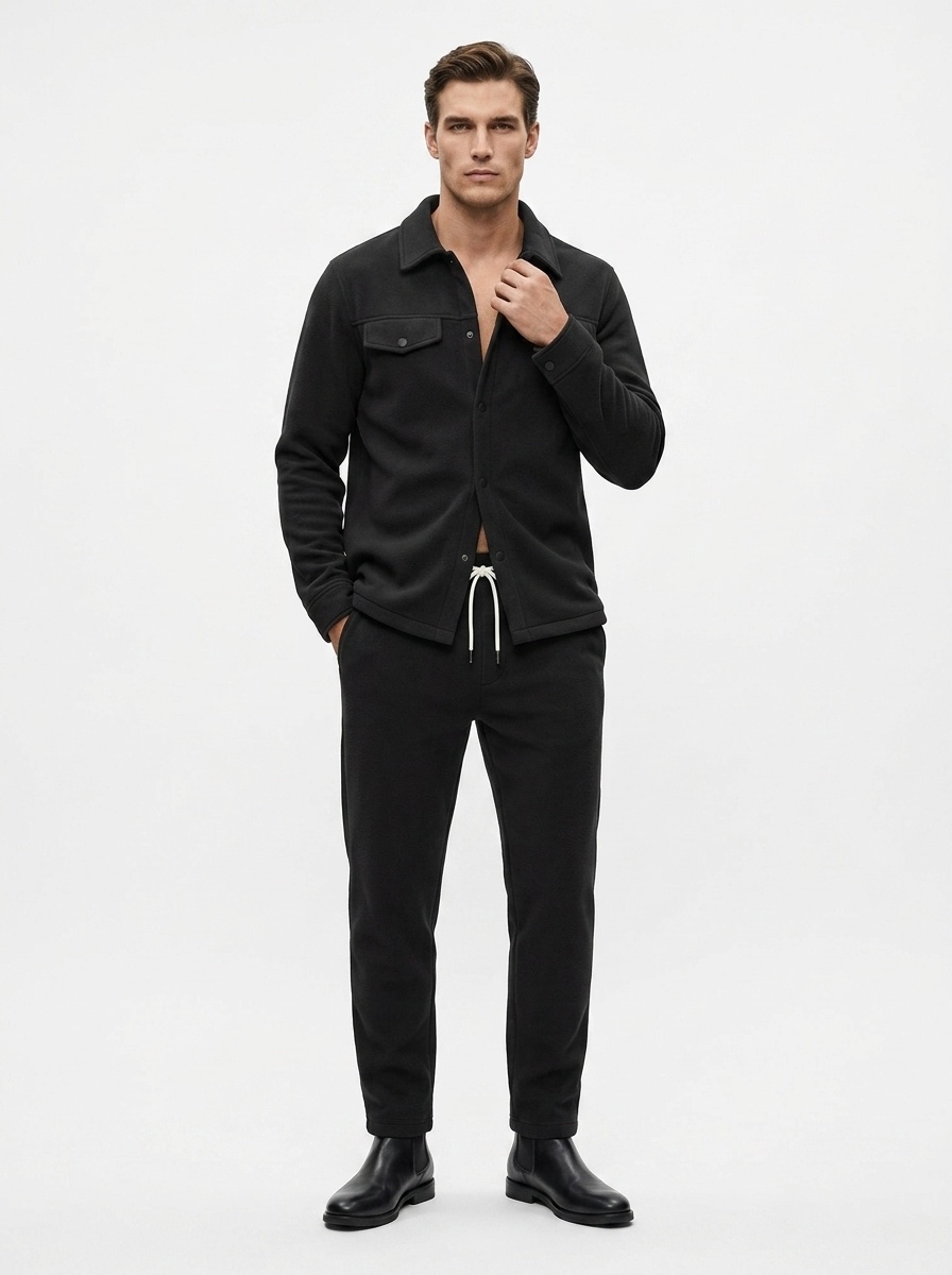 Men's Two-Piece Button Shirt and Jogger Set