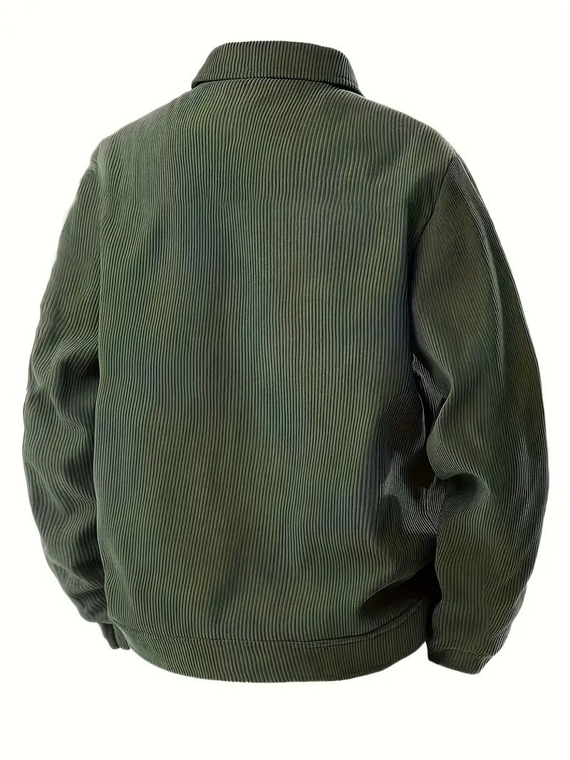 Men's Corduroy Button-Up Jacket with Pockets