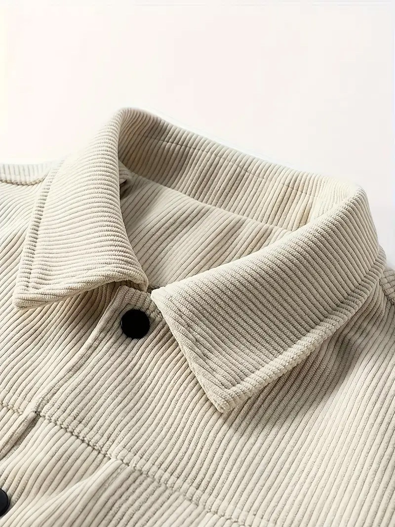 Men's Corduroy Button-Up Jacket with Pockets