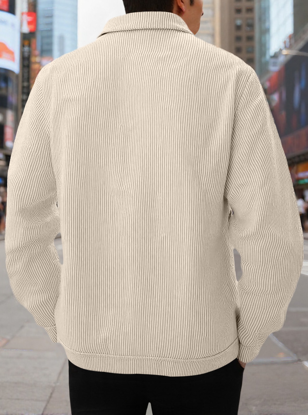 Men's Corduroy Button-Up Jacket with Pockets