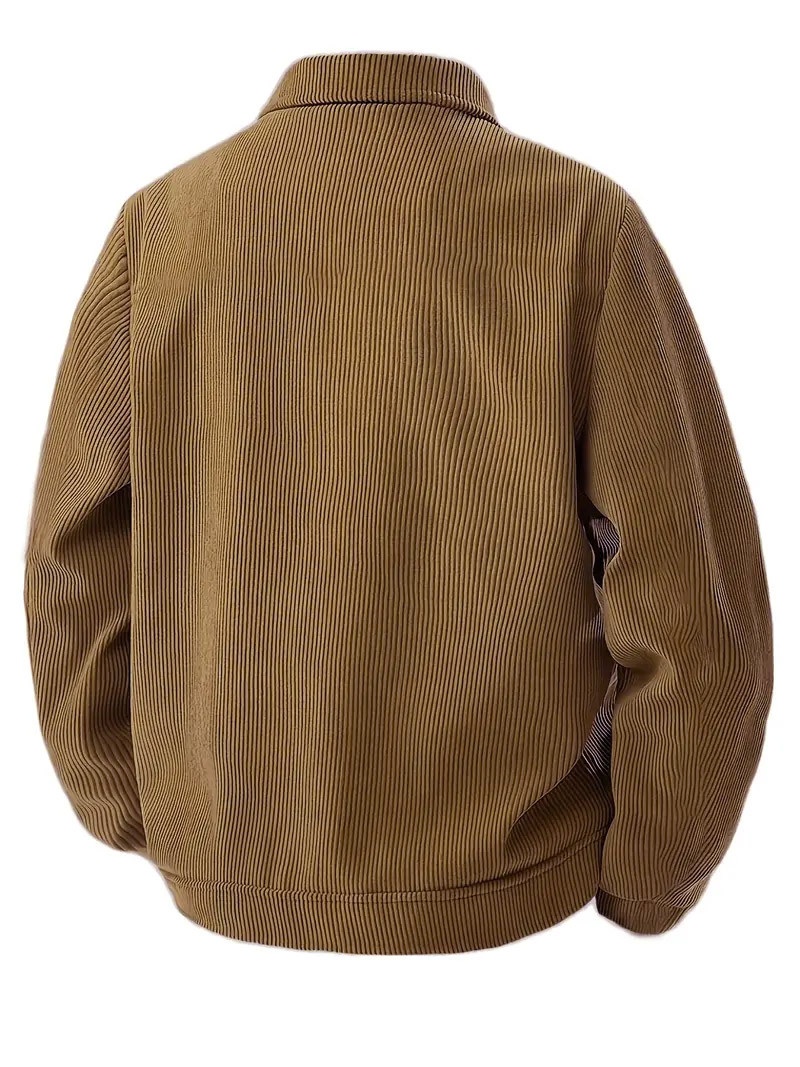 Men's Corduroy Button-Up Jacket with Pockets