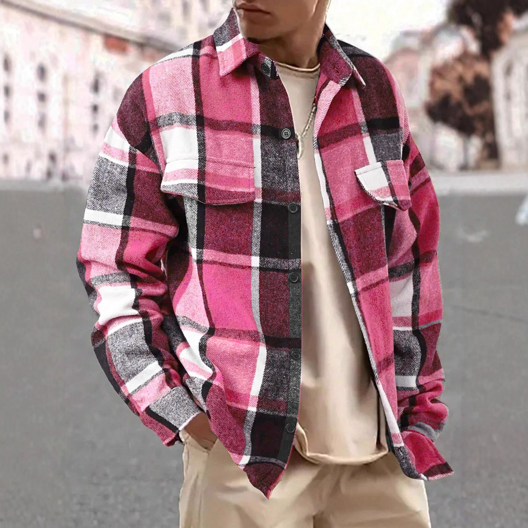 Men's Plaid Button-Down Shirt