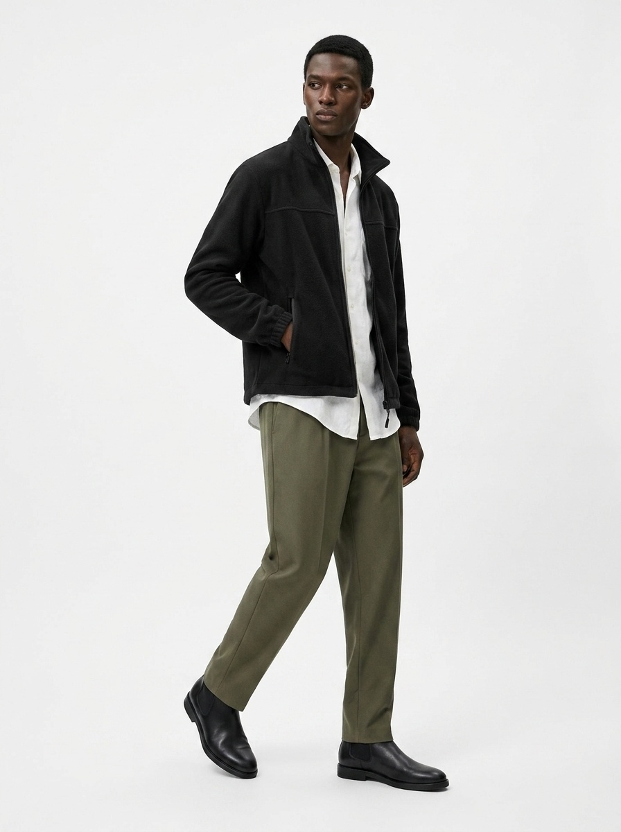 Men's Full-Zip Fleece Stand-Collar Jacket