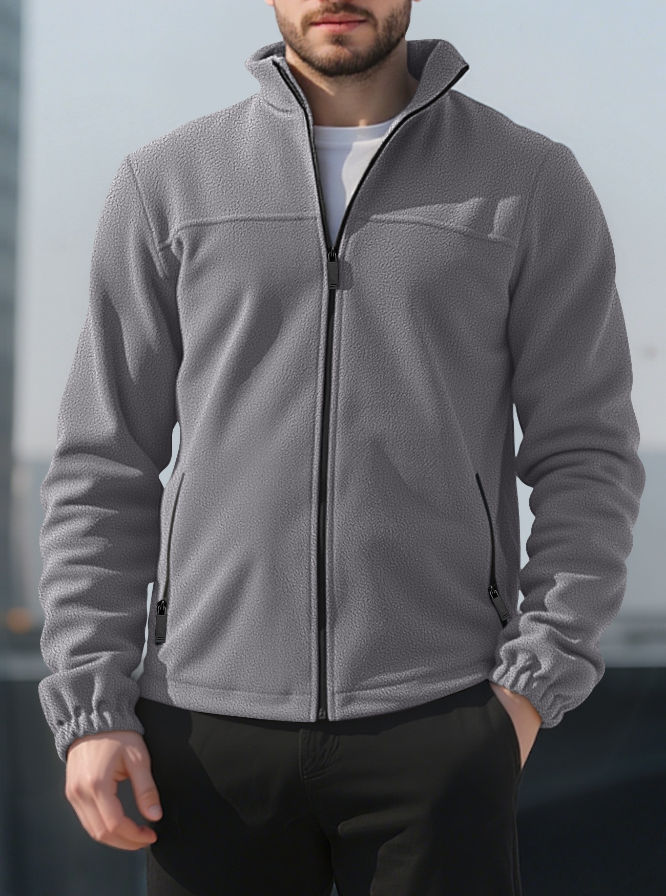 Men's Full-Zip Fleece Stand-Collar Jacket