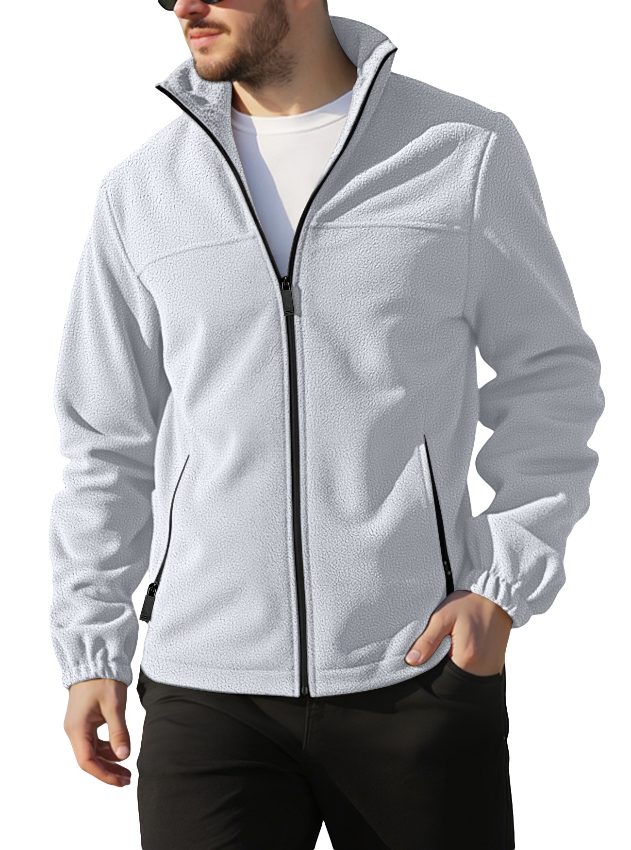 Men's Full-Zip Fleece Stand-Collar Jacket