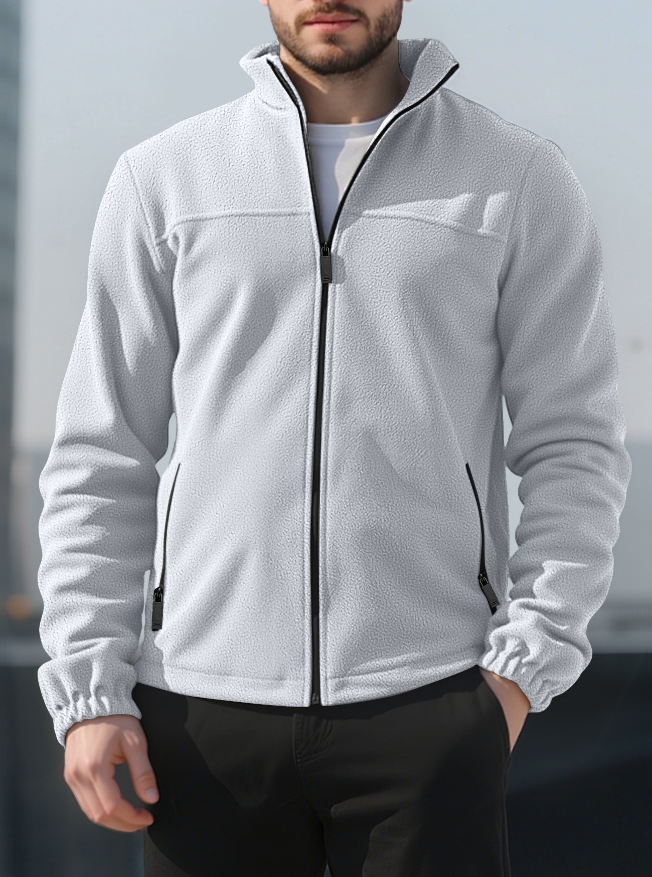Men's Full-Zip Fleece Stand-Collar Jacket
