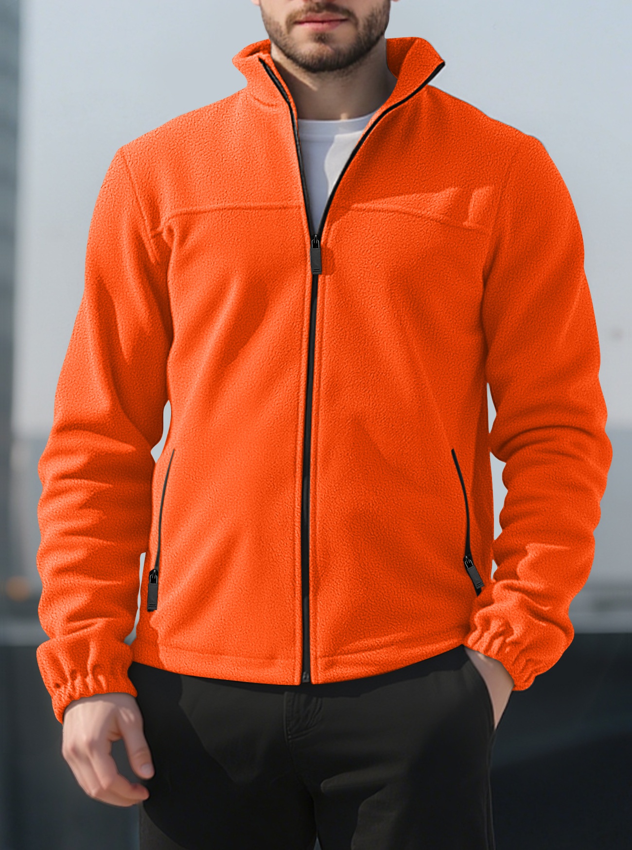 Men's Full-Zip Fleece Stand-Collar Jacket