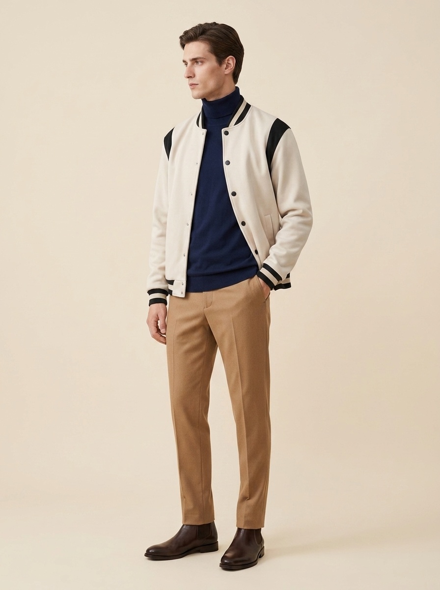 Men's Snap-Button Varsity Jacket