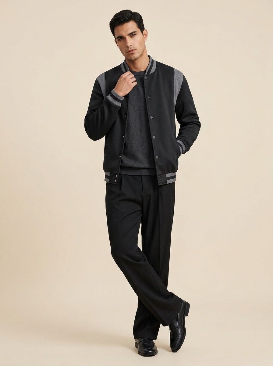 Men's Snap-Button Varsity Jacket