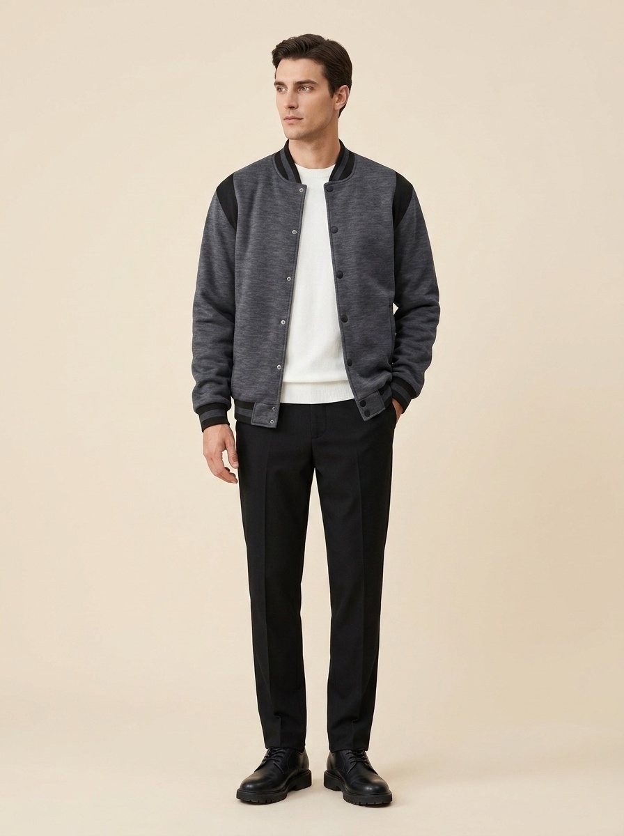 Men's Snap-Button Varsity Jacket