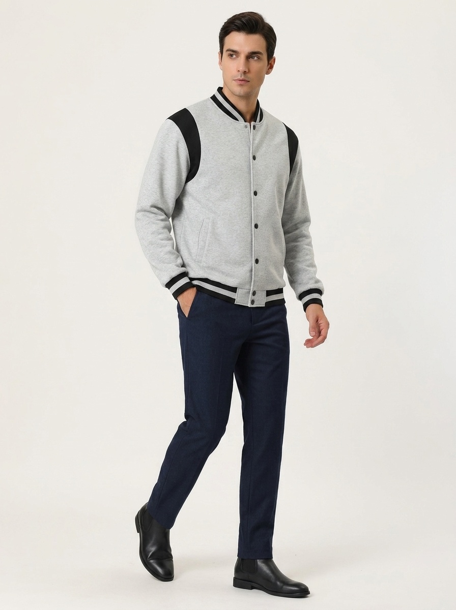Men's Snap-Button Varsity Jacket