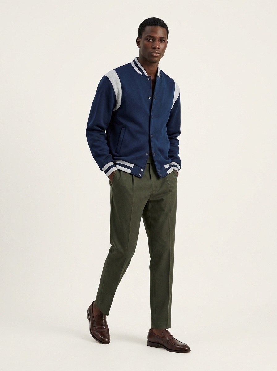 Men's Snap-Button Varsity Jacket