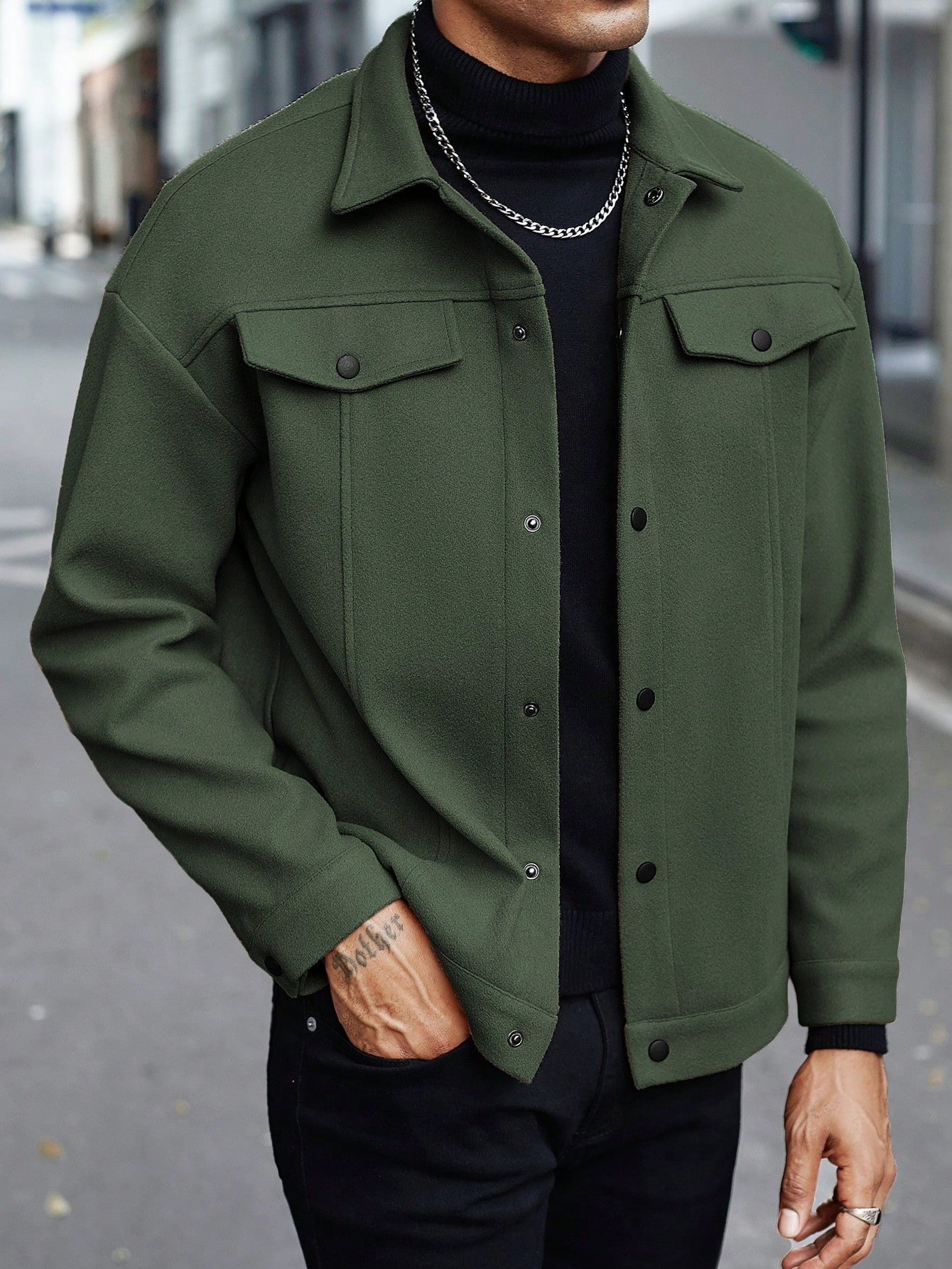 Men's Button-Front Collared Jacket