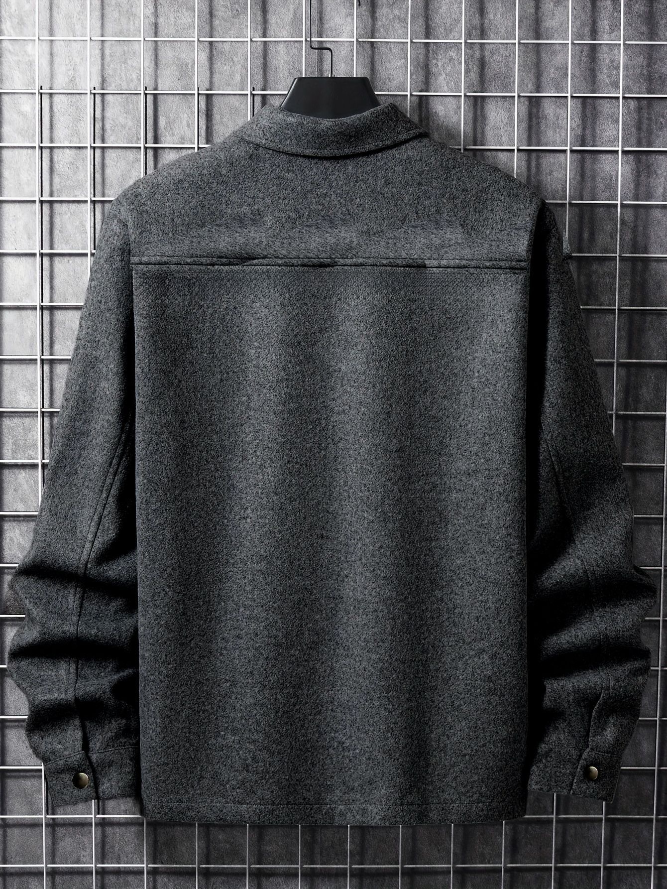 Men's Button-Up Long Sleeve Jacket with Chest Pockets