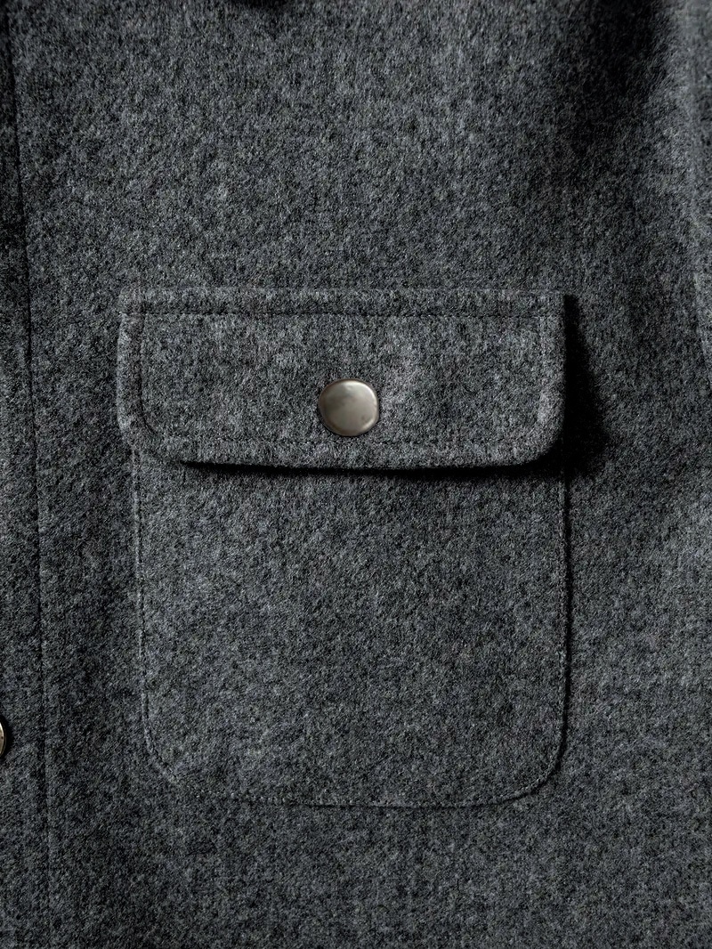 Men's Button-Up Long Sleeve Jacket with Chest Pockets