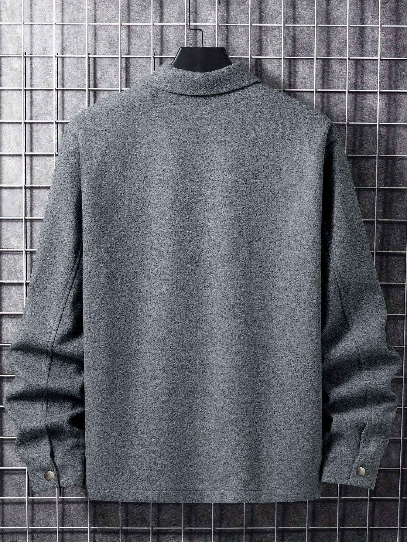 Men's Button-Up Long Sleeve Jacket with Chest Pockets