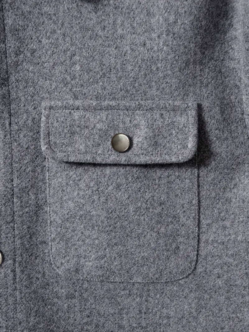 Men's Button-Up Long Sleeve Jacket with Chest Pockets