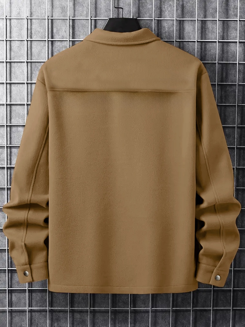 Men's Button-Up Long Sleeve Jacket with Chest Pockets