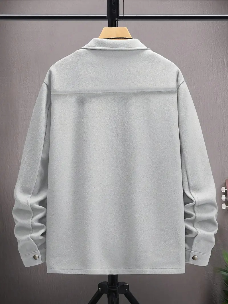 Men's Button-Up Long Sleeve Jacket with Chest Pockets