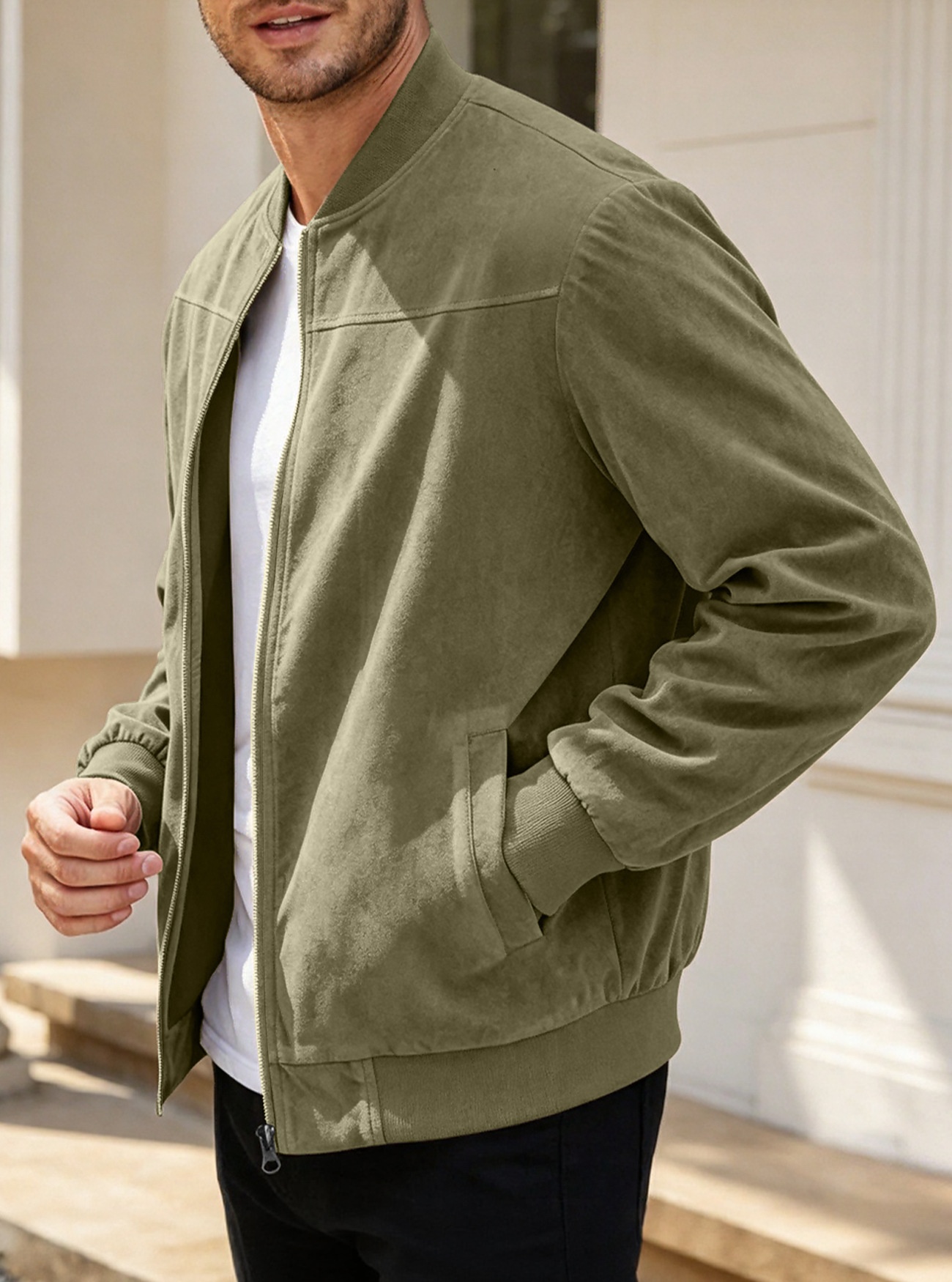Men's Zip-Front Bomber Jacket