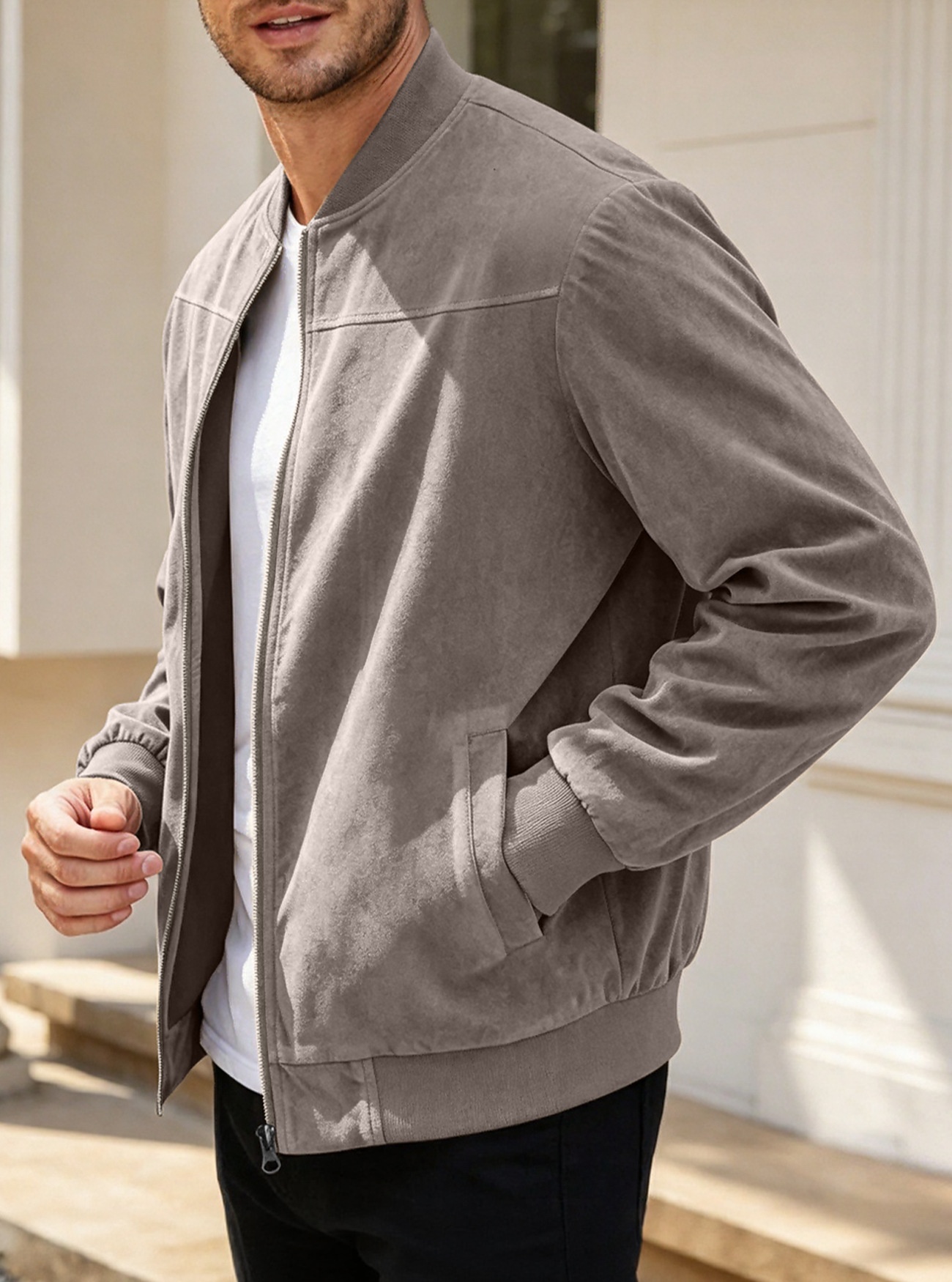 Men's Zip-Front Bomber Jacket