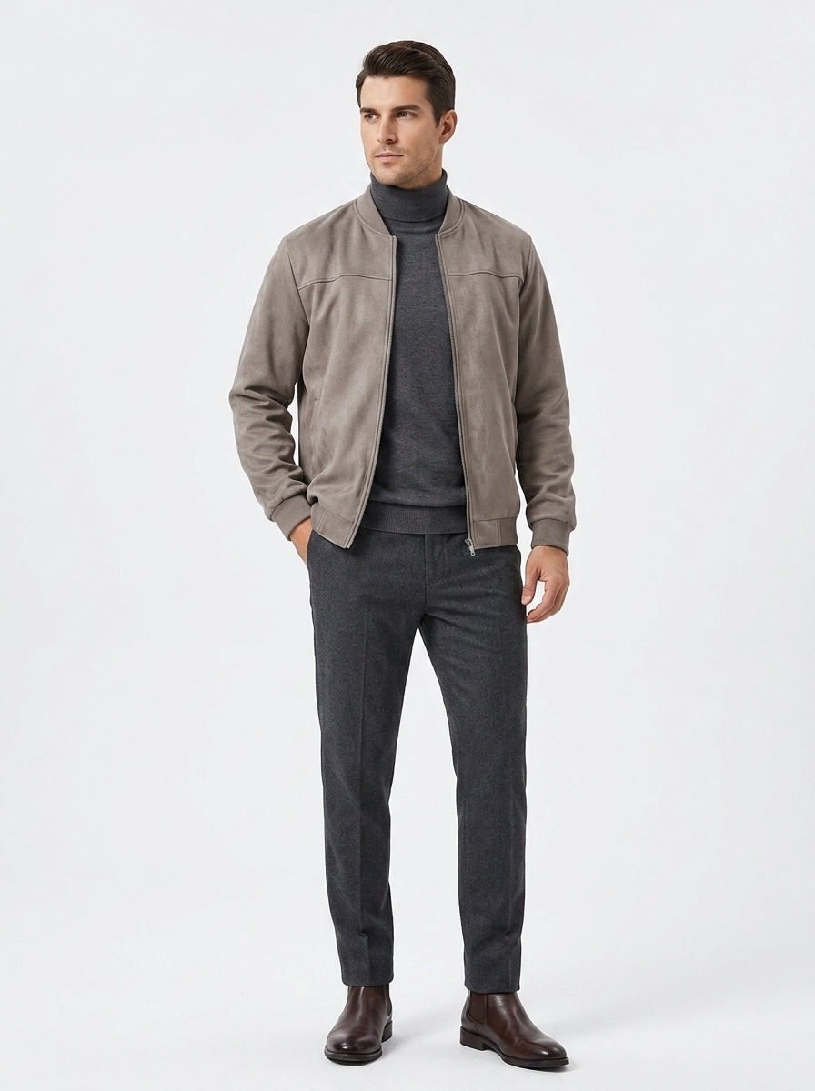 Men's Zip-Front Bomber Jacket
