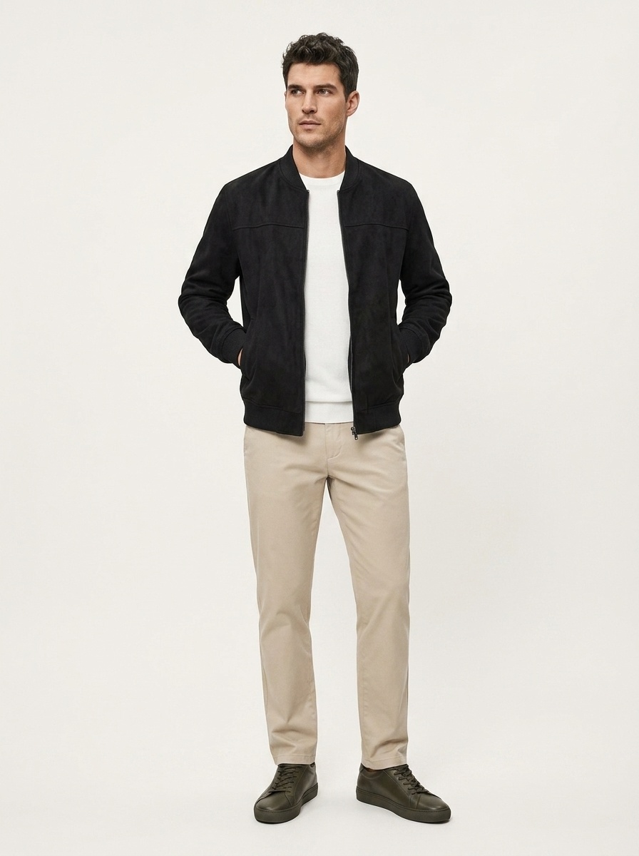 Men's Zip-Front Bomber Jacket