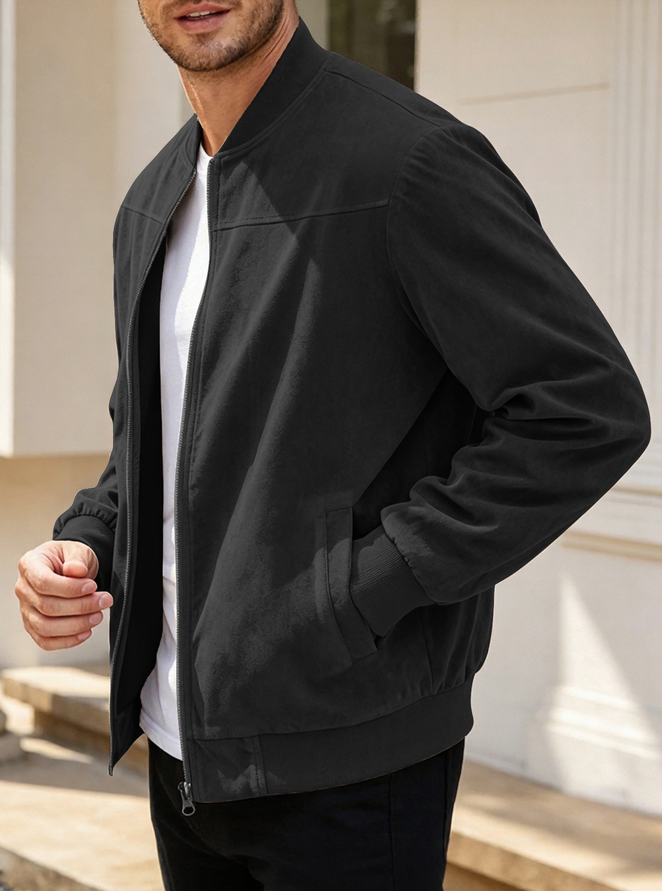 Men's Zip-Front Bomber Jacket