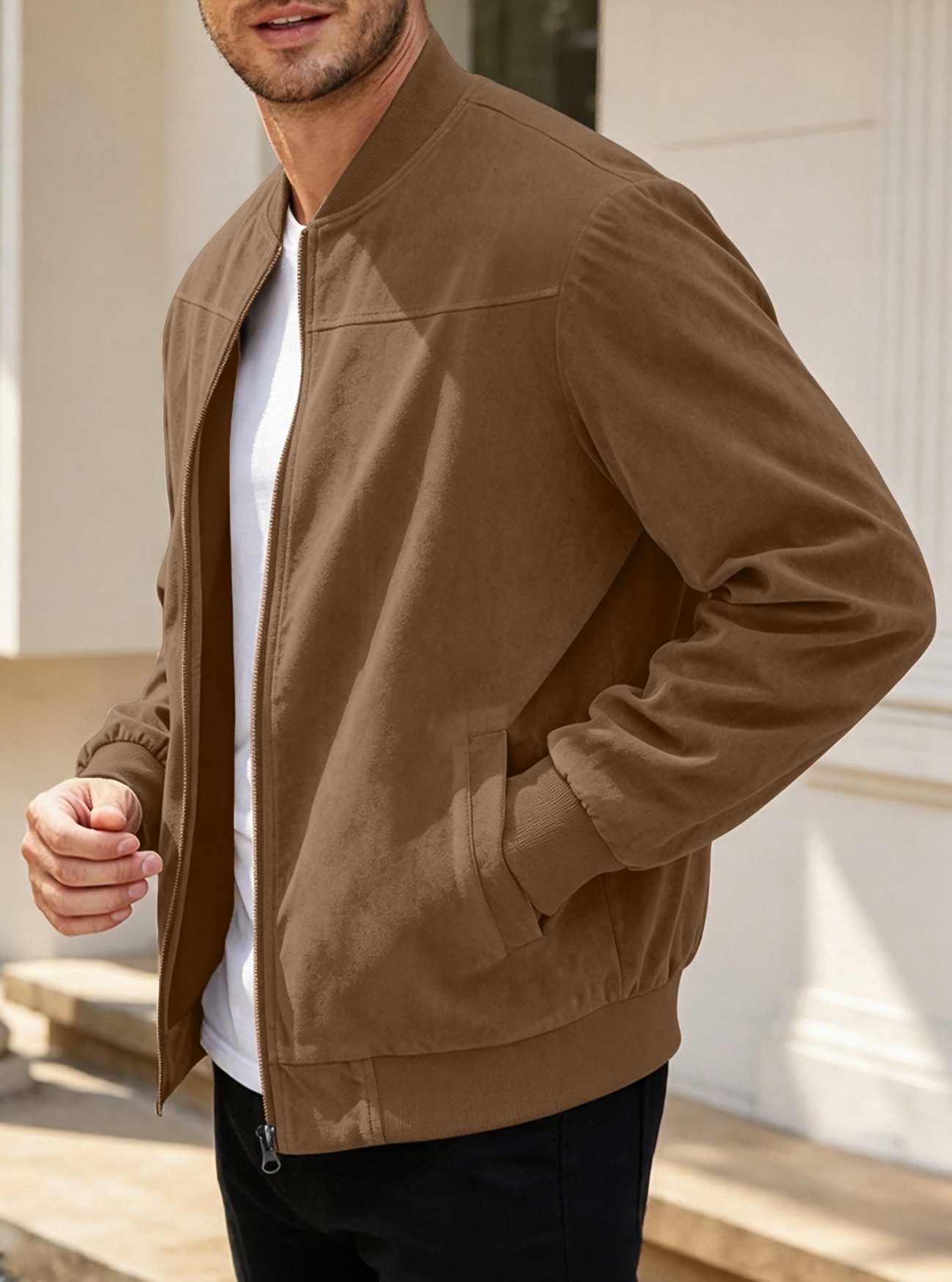 Men's Zip-Front Bomber Jacket