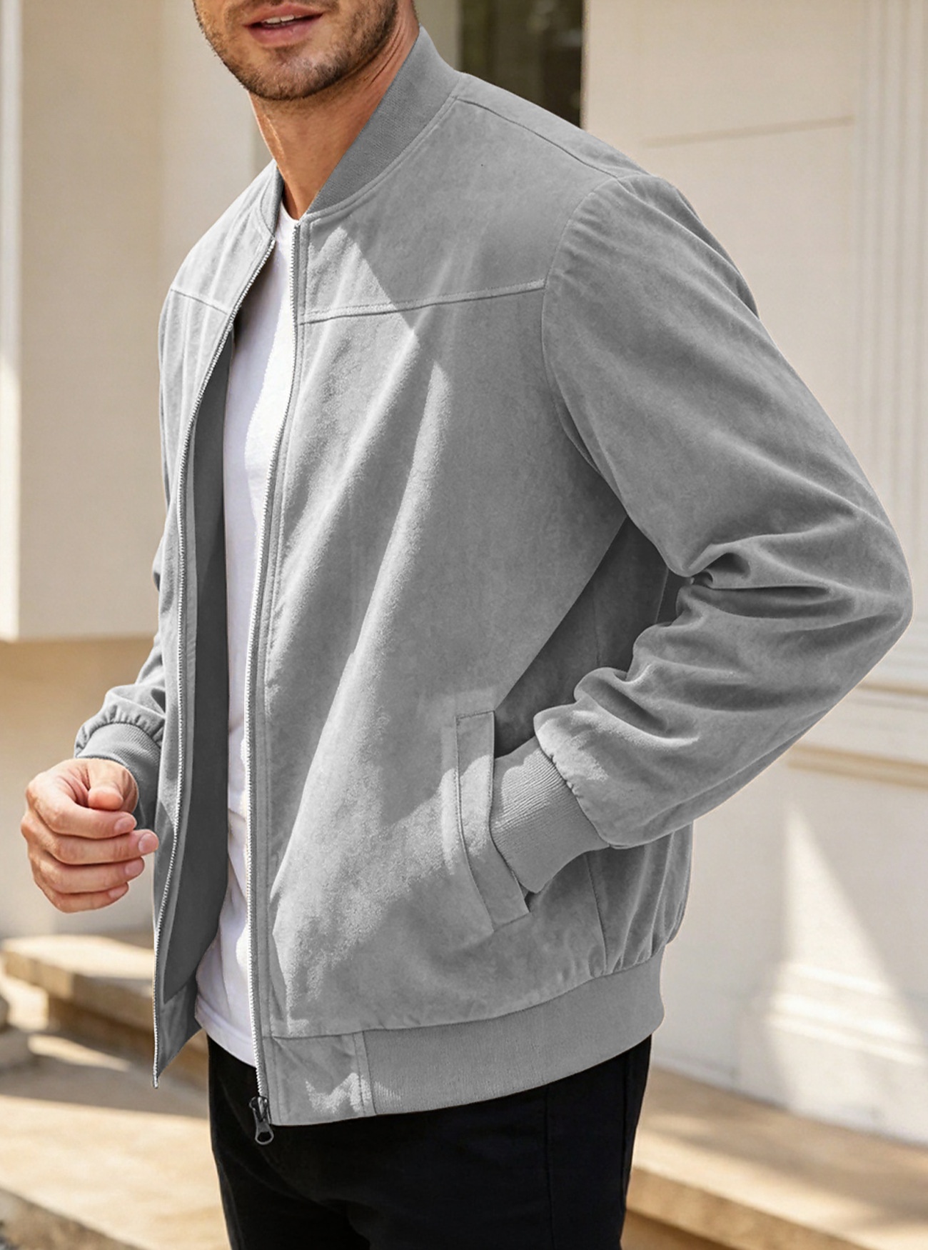 Men's Zip-Front Bomber Jacket