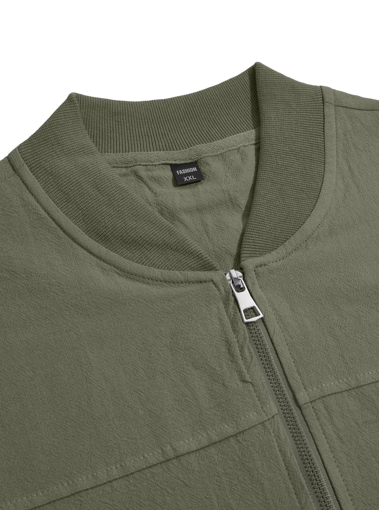 Men's Full-Zip Bomber Jacket with Ribbed Trim