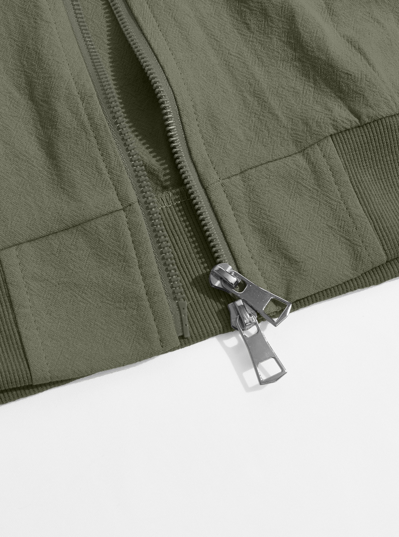 Men's Full-Zip Bomber Jacket with Ribbed Trim