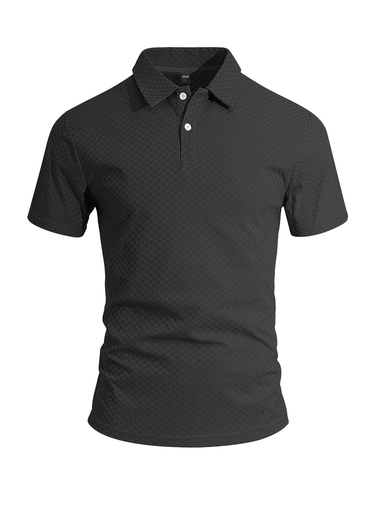 Men's Textured Polo Shirt - Casual Short Sleeve Top