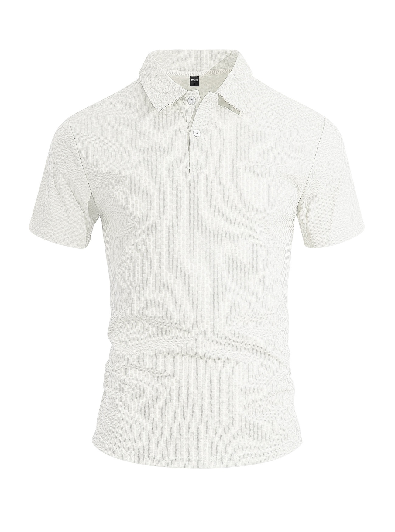 Men's Textured Polo Shirt - Casual Short Sleeve Top