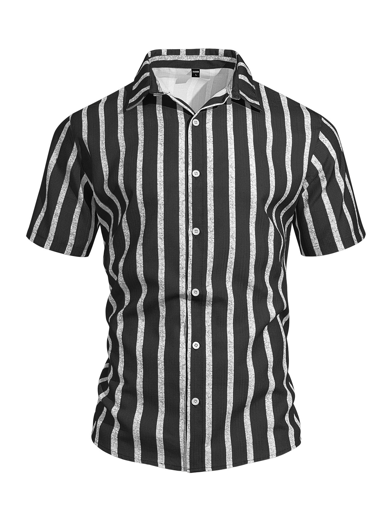 Men's Striped Blend Short Sleeve Casual Shirt