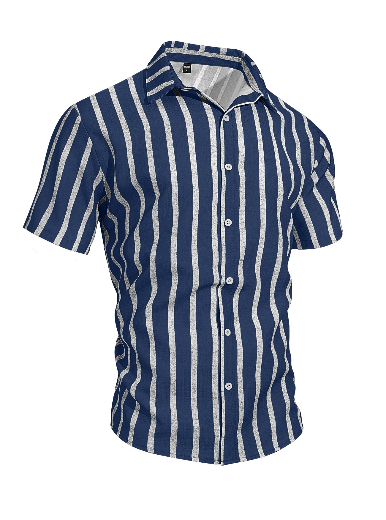 Men's Striped Blend Short Sleeve Casual Shirt