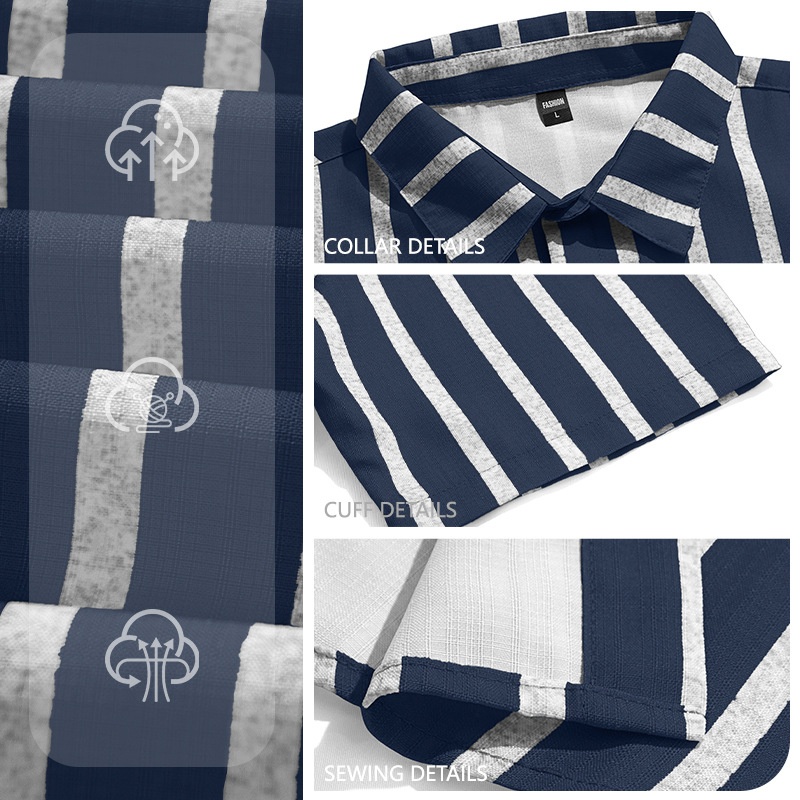 Men's Striped Blend Short Sleeve Casual Shirt