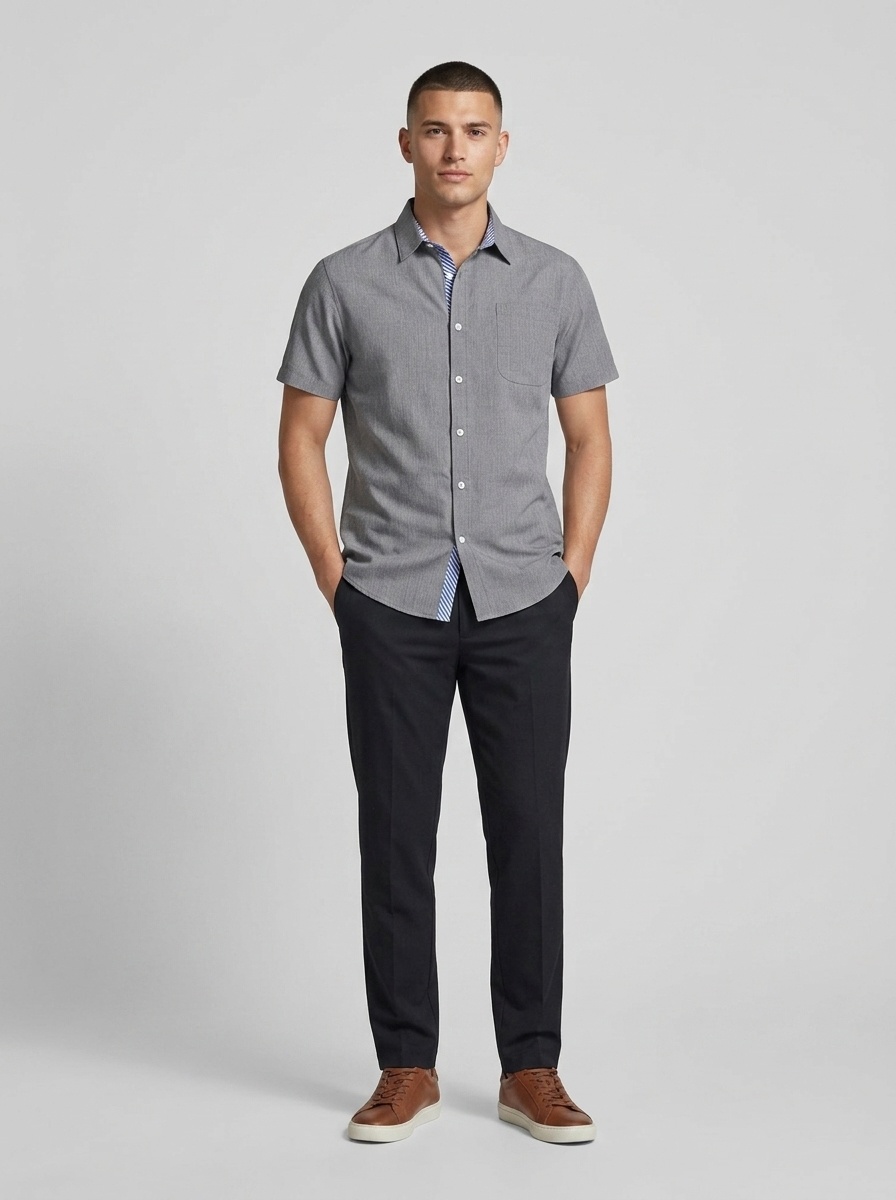 Men's Blend Short Sleeve Button Up Shirt Casual