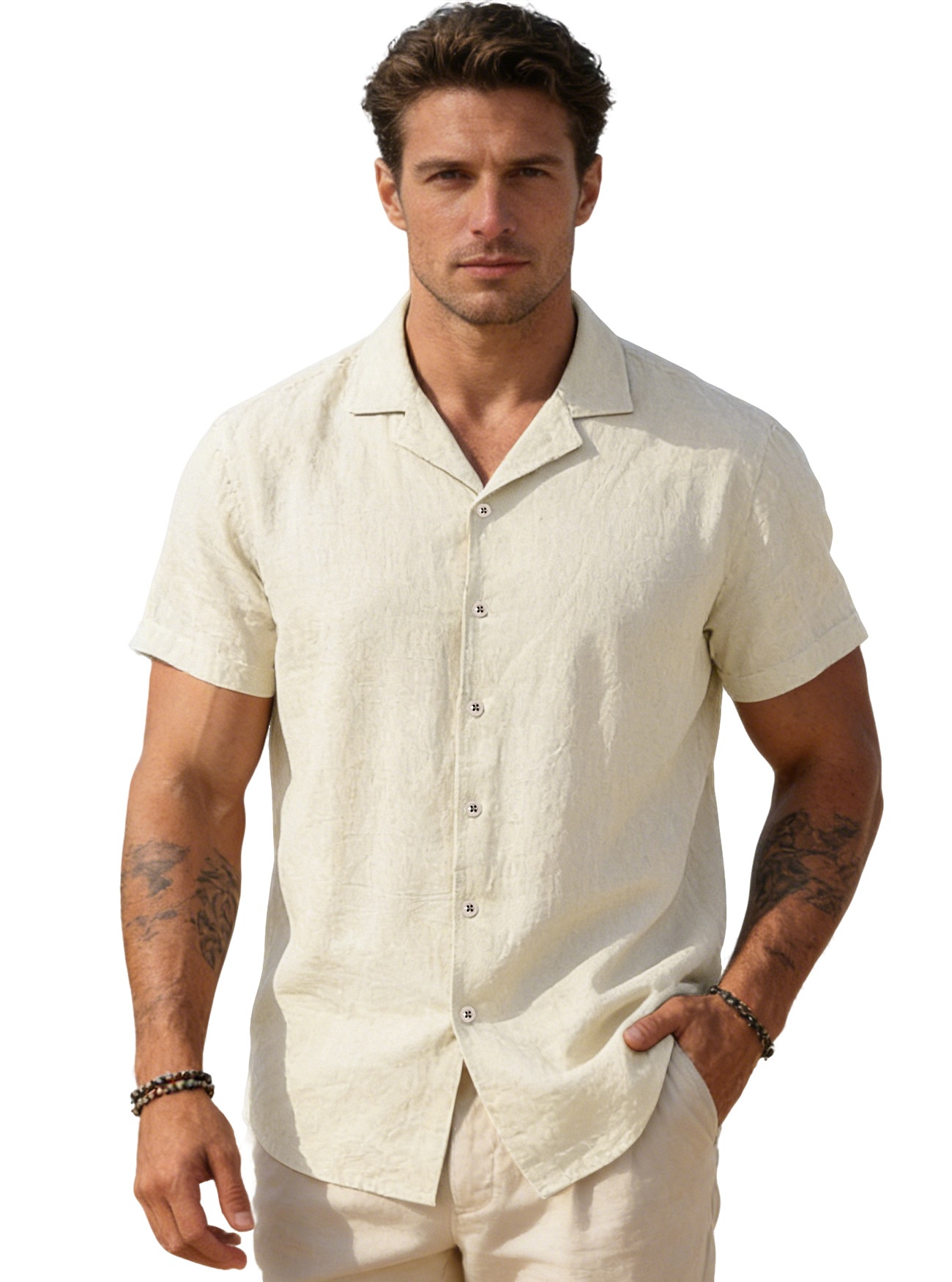 Men's Blend Cuban Collar Short Sleeve Shirt