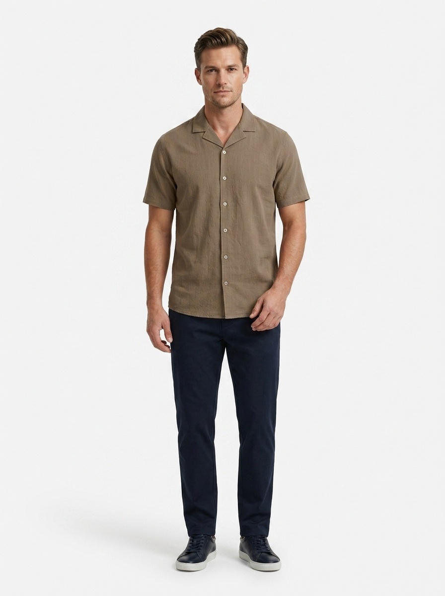 Men's Blend Cuban Collar Short Sleeve Shirt